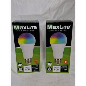 2 MaxLite E9A19SMTR Enclosed Smart A19 LED Bulb, E26 Dim, RGB Color